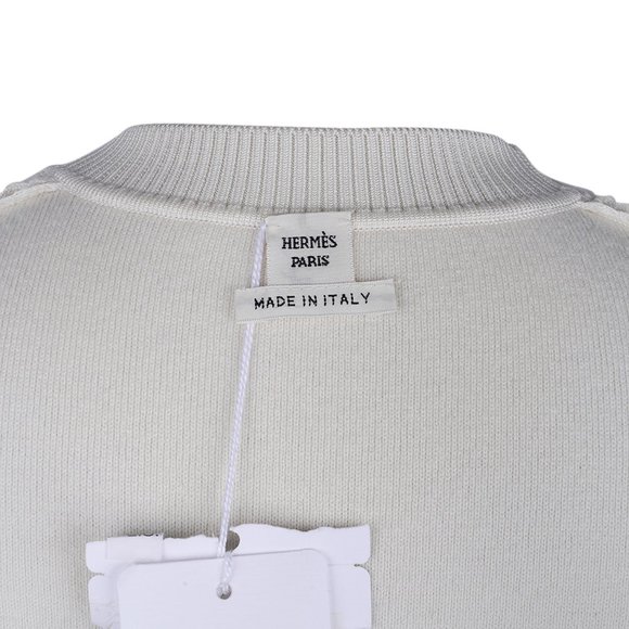 Hermes Sweater Ex-Libris Winter White Cashmere and Silk  34/4 - Picture 10 of 11
